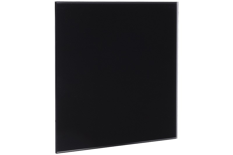 Voorfront designventilator/designrooster Mat Zwart Glas Vlak Ø 100mm