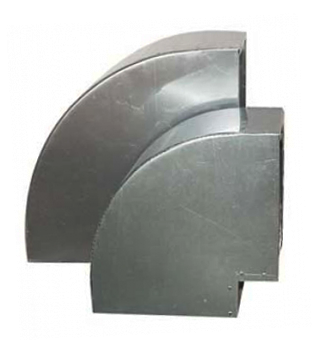 Bocht 90º Aluminium Vierkant 250x250 mm 