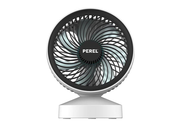 Design ventilator met USB-aansluiting - oplaadbaar - wit/zwart