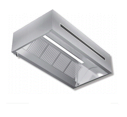 Horeca Inductiekap Doosmodel BASIC 3000x1300x550