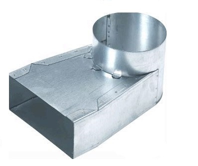 Lepelhoek enkel symmetrisch 170mm x 70mm aansluiting Ø125mm (Rechthoekig)   