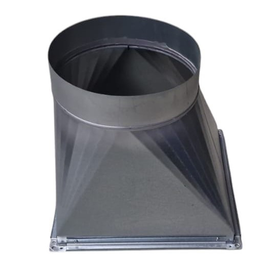 Verloopstuk rechthoekig asymmetrisch 400 x 400mm (met montageflens) naar Ø 315mm