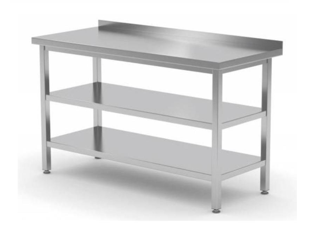 RVS werktafel met dubbel onderblad 1000x700x850mm