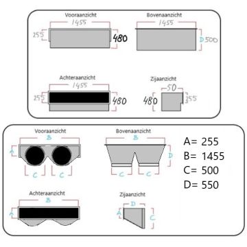 Aanzuig- en uitblaasplenum naar 2 x Ø500mm t.b.v. kanaalunit FDU280VH 28,0 kW