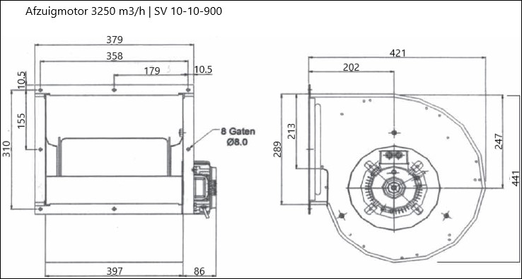 Afzuigmotor 3250m3/h 10-10-900 foto